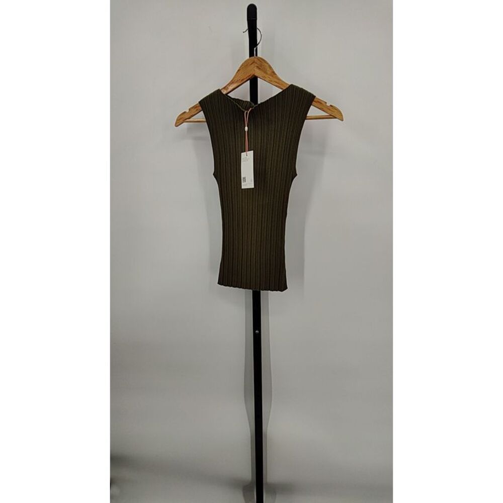 Quince Women Cotton Cashmere Ribbed Tank Olive Sleeveless Top XS - Picture 2 of 3